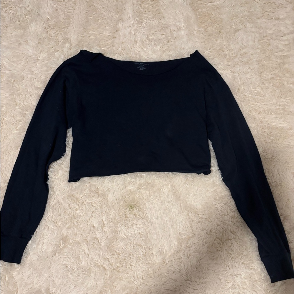 Brandy Melville Black Long-Sleeve Cropped Top